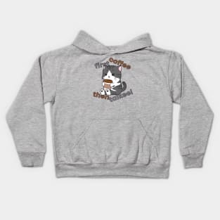 First Coffee Then Talkee - Cat Drinking Coffee Kids Hoodie